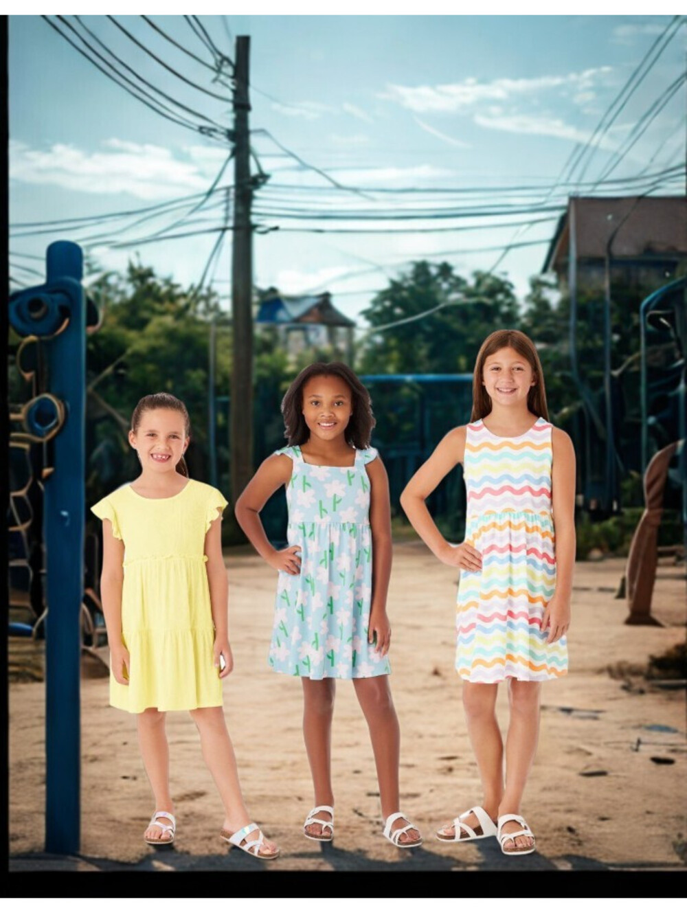 Members Mark Girls 3-pack Knit Dresses Size M (7-8)